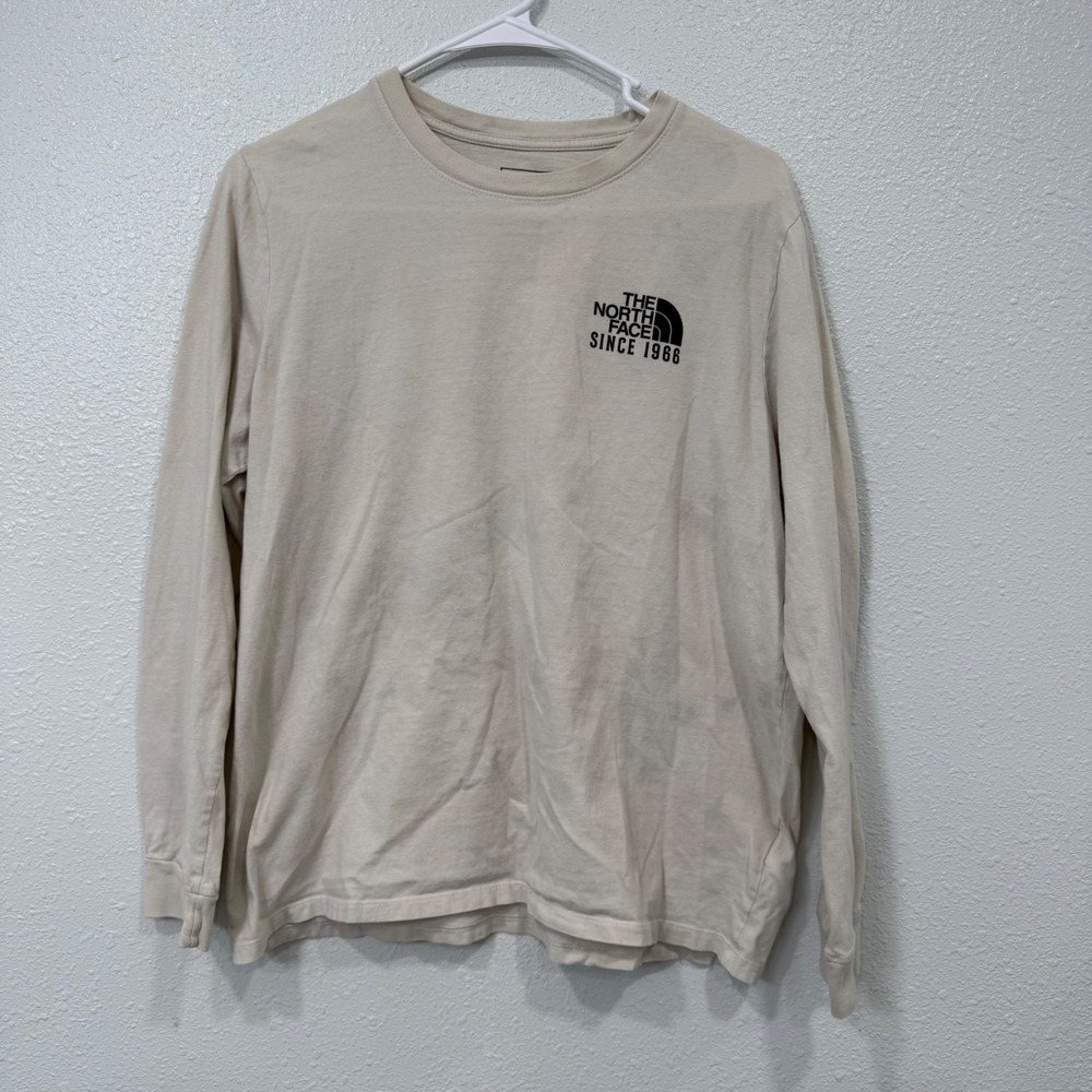 The North Face Womens Long‎ Sleeve Graphic T-Shirt Beige Mountain Scene Large